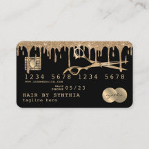 Hair Stylist Gold Glitzer Tropfen Schöne Kreditkar