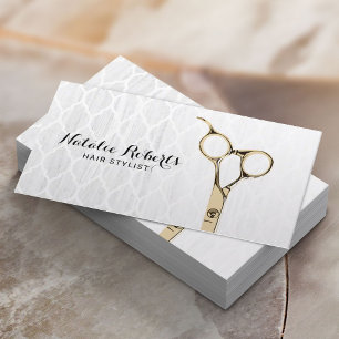 Hair Stylist Gold Schere Moderner Marmorsaal Visitenkarte