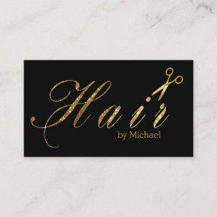 Hair Stylist Gold Scissors Script Salon #12 Visitenkarte