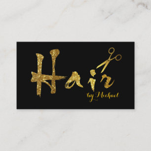 Hair Stylist Gold Scissors Script Salon #7 Visitenkarte