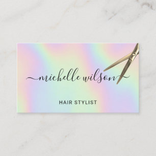 Hair Stylist Holographic Gold Scissan Beauty Salon Visitenkarte
