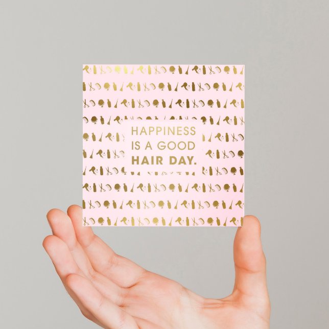 Hair Stylist Icons | Chic Modern Pink Gold Foil Quadratische Visitenkarte (Von Creator hochgeladen)