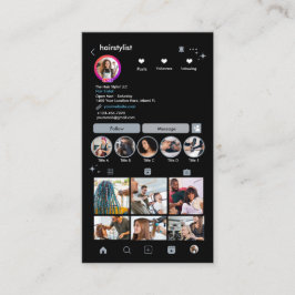 Hair Stylist Instagram Dusty Blue Scan verbinden Visitenkarte