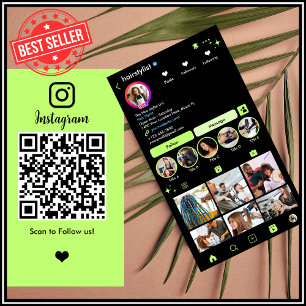 Hair Stylist Instagram Lime Green Scan anschließen Visitenkarte