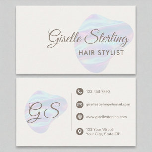 Hair Stylist Iridescent Pearl Opal Abstrakt Visitenkarte
