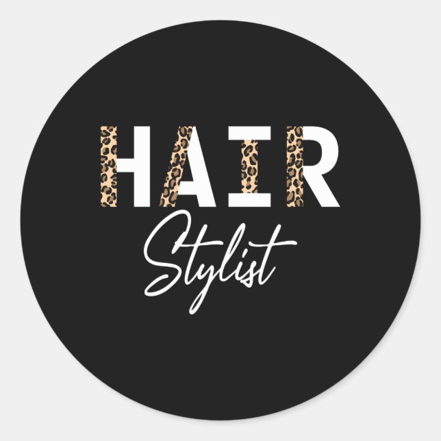Hair Stylist Leopard Hair Stylist Runder Aufkleber (Vorderseite)