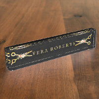Hair Stylist Luxury Gold Black Damask