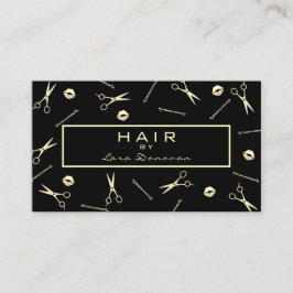 Hair Stylist Luxury Gold Scheren Muster Visitenkarte