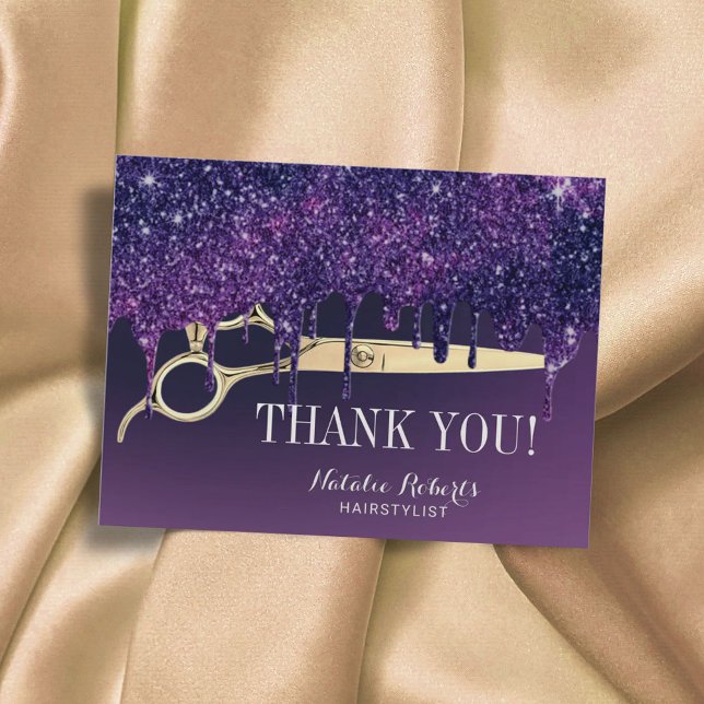 Hair Stylist Magic Lila Tropfens Salon Vielen Dank Postkarte (Von Creator hochgeladen)