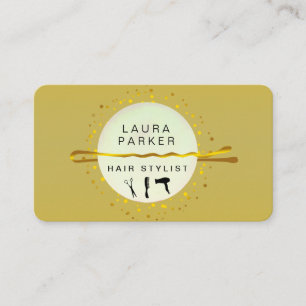 Hair Stylist Makeup Artist Salon Gold Green Visitenkarte