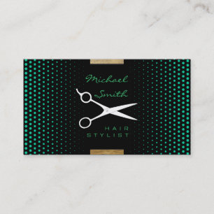 Hair Stylist Modern Caribbean Green Polka Dot Visitenkarte