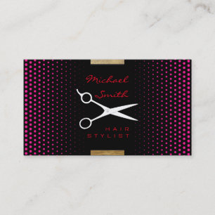 Hair Stylist Modern Deep Pink Polka Dot Visitenkarte