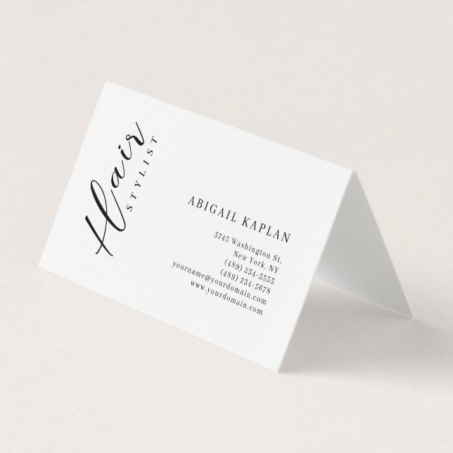 Hair Stylist Modern Minimalist Elegant Plain Visitenkarten (Vorderseite)