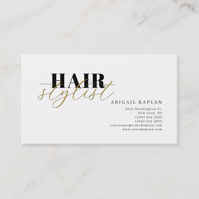 Hair Stylist Modern Minimalist Plain Profile Visitenkarte (Vorderseite)