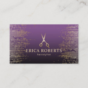 Hair Stylist Moderne Goldene Sequenzen Lila Salon Visitenkarte