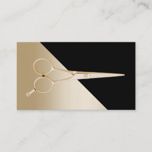 Hair Stylist Moderne Schwarz & Gold Schere Visitenkarte