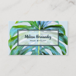 Hair Stylist Moderne trendy Tropical Leaf Grüne Visitenkarte