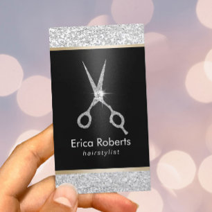 Hair Stylist Moderner Silberner Glitzer Ernennung Terminkarte