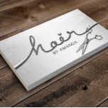 Hair Stylist Moderner Silver 3D Script Salon Visitenkarte<br><div class="desc">Hair Stylist Moderne Silver 3D Script & Scissor Hair Salon Business Cards.</div>