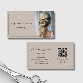 Hair Stylist Modernes Foto Beige Visitenkarte