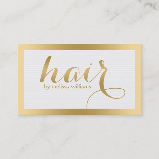Hair Stylist Modernes Gold Text Design Visitenkarte (Vorderseite)
