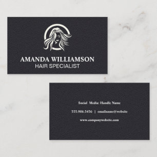 Hair Stylist Modernes Logo schwarze Leder Visitenkarte