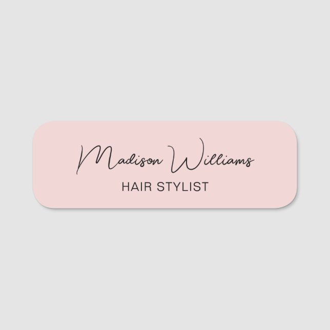 Hair Stylist Modernes Rosa Namensschild (Vorderseite)