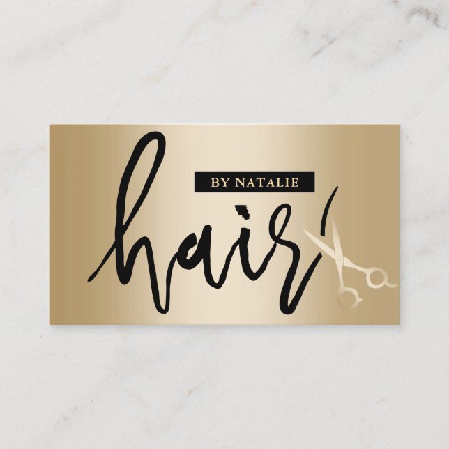 Hair Stylist Modernes Script Gold Sissage Salon Visitenkarte (Vorderseite)