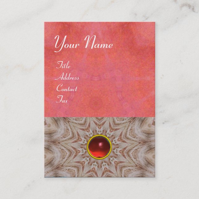 HAIR-STYLIST-Monogramm, antike rosa Ruby, weiß Visitenkarte (Vorderseite)