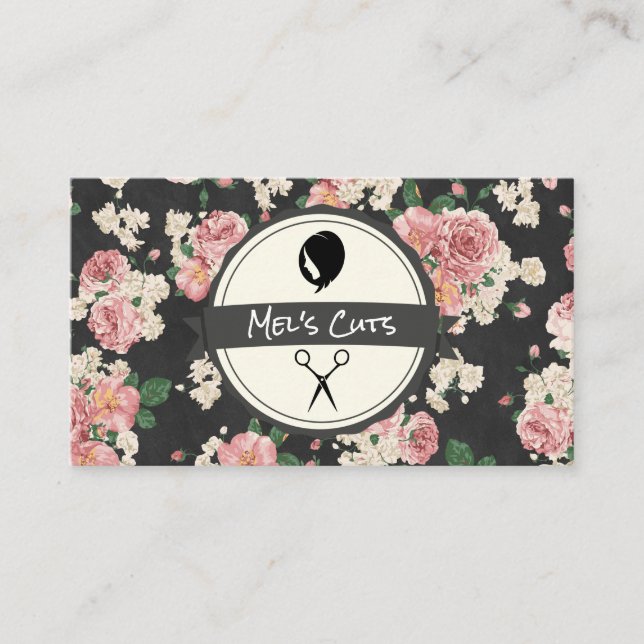 Hair Stylist | Muster der Blume Visitenkarte (Vorderseite)