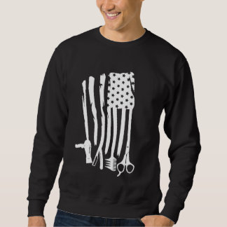 Hair Stylist Patriotic Friseur US Flag Hairsty Sweatshirt