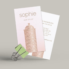 Hair Stylist Pink Sequin Spray Can Visitenkarte