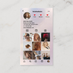 Hair Stylist QR Code Instagramm Pastel Holographis Visitenkarte