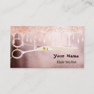 Hair Stylist Rose Gold Glitzer Silberner Tropfen S Visitenkarte