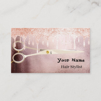 Hair Stylist Rose Gold Glitzer Silberner Tropfen S Visitenkarte
