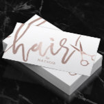 Hair Stylist Rose Gold Handgeschriebener Script Sa Visitenkarte<br><div class="desc">Hair Stylist Rose Gold handgeschriebene Script & Scissor Beauty Salon Visitenkarten.</div>