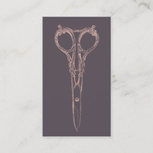 Hair Stylist Rose Gold Scissor & Floral Lila Visitenkarte
