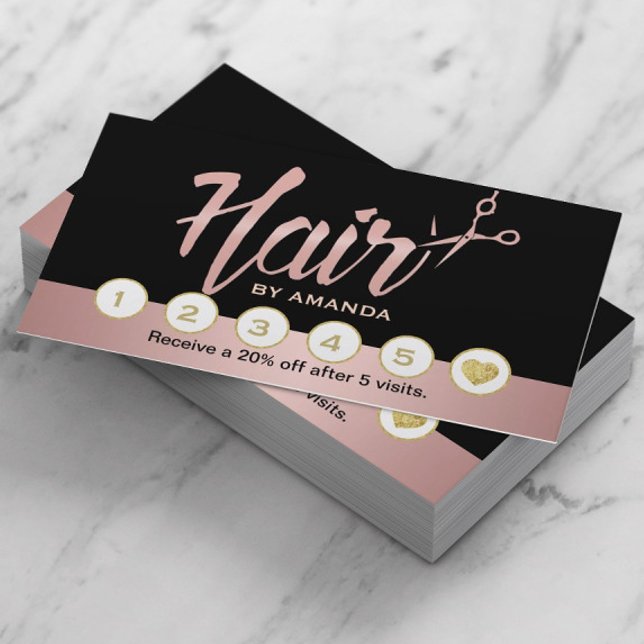 Hair Stylist Rose Gold Script Loyalty Punch Treuekarte (Von Creator hochgeladen)