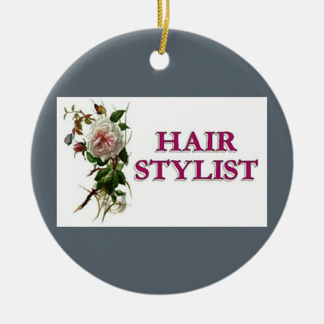 Hair Stylist-Rose Keramikornament (Vorne)