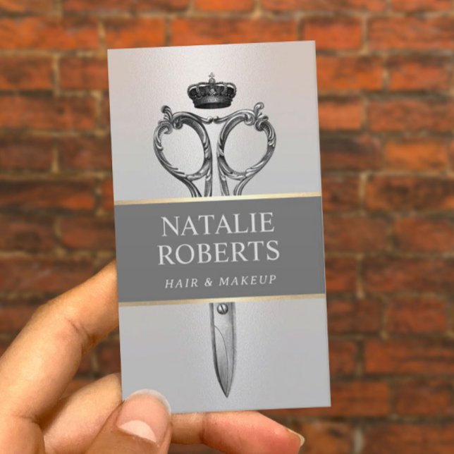 Hair Stylist Royal Scissy Beauty Salon Silver Terminkarte (Von Creator hochgeladen)