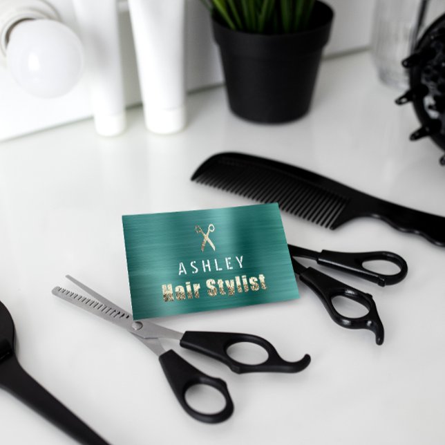 Hair Stylist Salon Aquamarin Goldmedaille Visitenkarte (Von Creator hochgeladen)