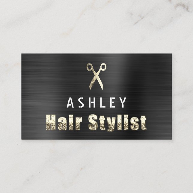 Hair Stylist Salon Black Gold Karte (Vorderseite)