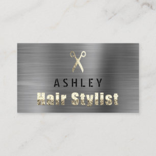 Hair Stylist Salon Gray Silver Terminkarte Visitenkarte