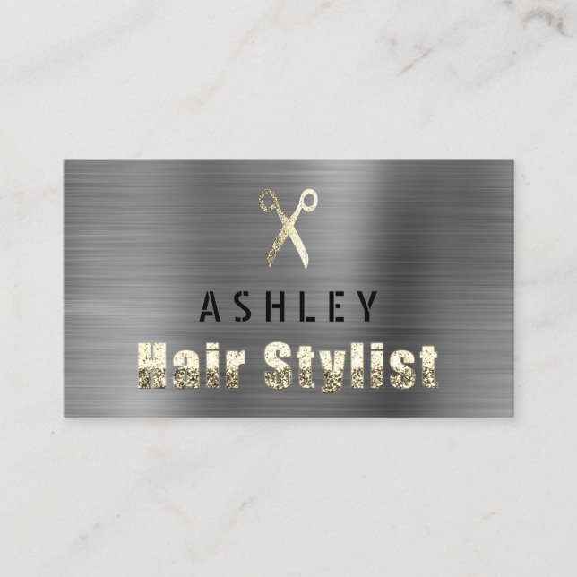 Hair Stylist Salon Gray Silver Terminkarte Visitenkarte (Vorderseite)