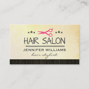 Hair Stylist Salon Shears Wood Trim Visitenkarte