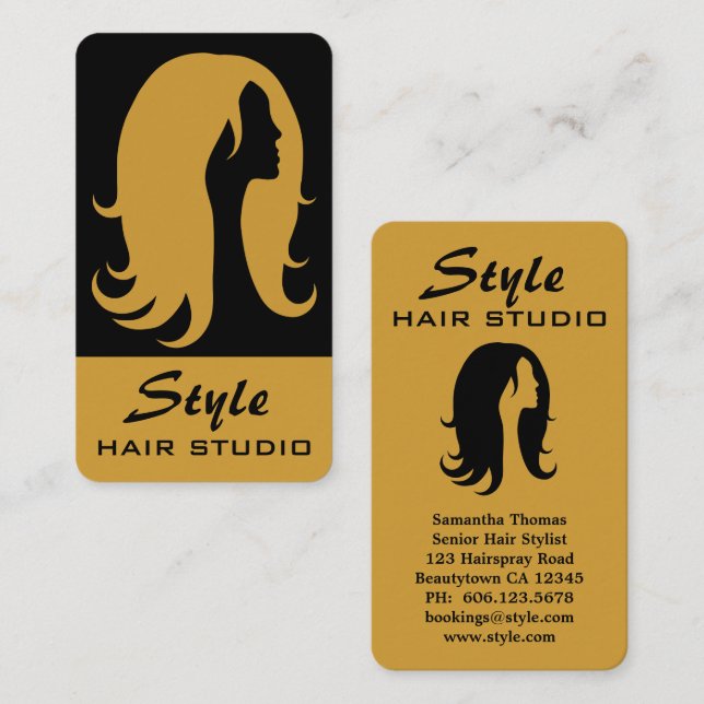 Hair Stylist Salon Studio Business Card Visitenkarte (Vorne/Hinten)