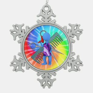 Hair Stylist Schneeflocken Zinn-Ornament