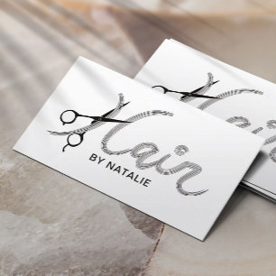Hair Stylist Scissor & Hair Typografy Salon Visitenkarte