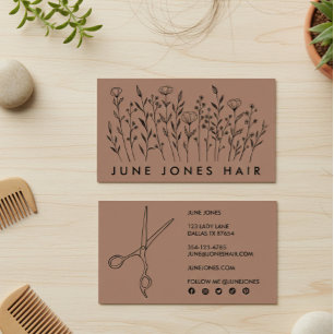 Hair Stylist Scissors Elegante Wildblumen Visitenkarte