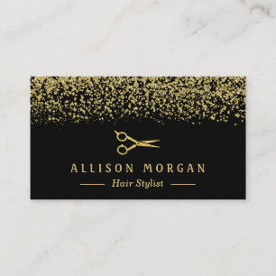 Hair Stylist Scissors Salon Gold Glitzer Confetti Visitenkarte